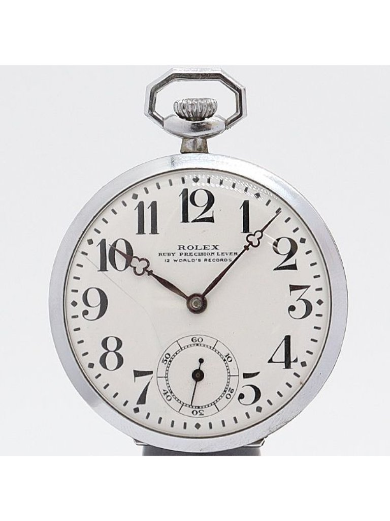 Rolex World Record Manual Wind Small Second White Dial Pocket Watch